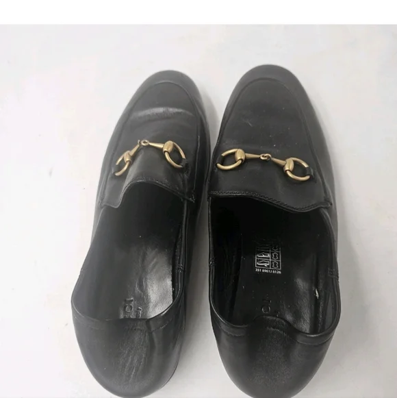GUCCI Brixton Black Leather Horsebit Loafer Size EU 36.5 US 6.5 Collapsible Heel - Picture 13 of 16